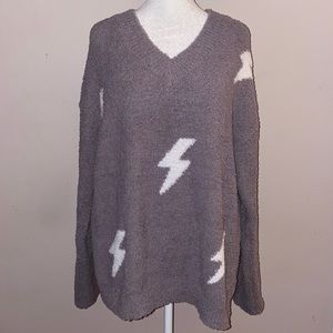 Main Strip Fuzzy Lightning Bolt Sweater
